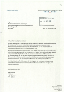Offener Brief der IKG an BVin Uschi Lichtenegger